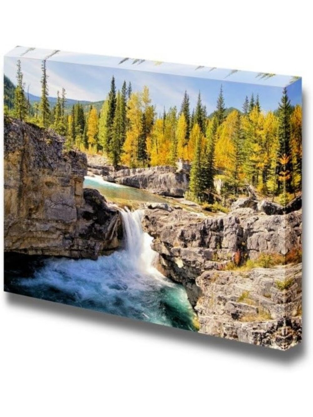 Stunning Autumn Waterfall Canvas Art - Framed Landscape Wall Decor 32" x 48